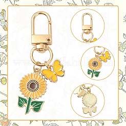 6 stücke 3 stile blume legierung emaille anhänger dekorationen&nbsp;HJEW-YW00369