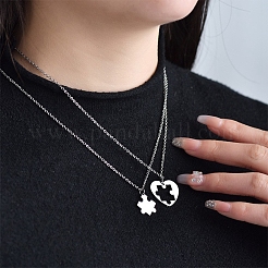 2 pièce 2 styles de puzzle en forme de cœur 201 pendentif en acier inoxydable chaîne de câble colliers pour couple&nbsp;FS-WG816E6-05