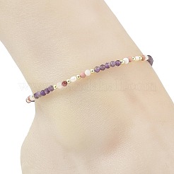 Bracelets de cheville en pierre de lune arc-en-ciel naturelle&nbsp;AJEW-AN00855-03