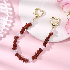 Декоративные цепочки для сумочек с бусинами из натуральной красной яшмы&nbsp;HJEW-JM04463-02