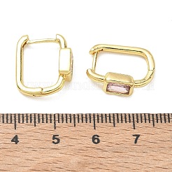 Boucles d'oreilles créoles en laiton pavé d'un seul zircon cubique&nbsp;KK-CBA98BA-18G