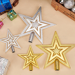 4 шт. 4-х видов пластиковых елочных украшений в виде звезд&nbsp;AJEW-GA0006-07
