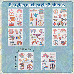 8 foglio 8 adesivi per tatuaggi body art a tema amore e pace&nbsp;DIY-CP0007-55