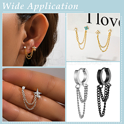 8 шт. двухцветные серьги-гвоздики из нержавеющей стали с двойными подвесными цепочками&nbsp;AJEW-ME0001-50