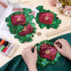 4 x Applikationen aus Stoff mit Blumenpailletten zum Aufnähen&nbsp;PATC-MA0001-20A