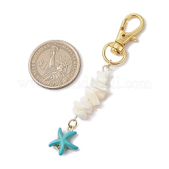 Decorazioni pendenti in conchiglia di madreperla bianca naturale e stelle marine turchesi sintetiche&nbsp;X-HJEW-JM02986