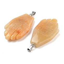 Резные подвески из натурального топаза и нефрита&nbsp;G-K369-01P-02