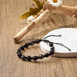 Braccialetto di perline intrecciate in pietra lavica naturale ed ematite sintetica con pallina da discoteca di strass&nbsp;BJEW-JB07896-02