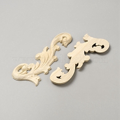 Mestiere di applique onlay intagliato in legno di gomma&nbsp;WOOD-WH0043-07