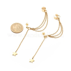 Boucles d'oreilles pendantes avec chaînes de sécurité en acier inoxydable 304 et manchette d'oreille&nbsp;EJEW-JE04922-02