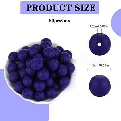80 pièce de perles focales rondes en silicone&nbsp;SIL-SZ0001-24-02