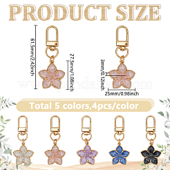 20шт 5-х цветные брелки из цинкового сплава&nbsp;HJEW-DR0001-12