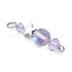 6 шт. 6-цветные стеклянные круглые биконусы и латунные звездочки-бусины-соединители&nbsp;PALLOY-JF03458-02