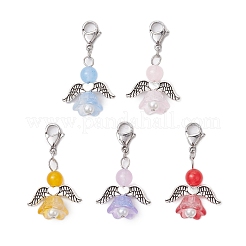 Pendentif décoratif en jade malaisien naturel et teinté ange&nbsp;HJEW-JM02763-04