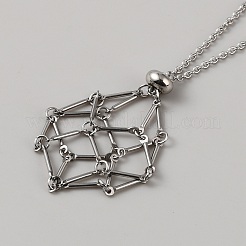 304 нержавеющая сталь плетеная регулировочная цепь макраме мешочек пустой держатель камней для изготовления подвесок ожерелий&nbsp;NJEW-WH0025-01B-P