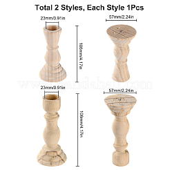 2 bougeoir en bois non teinté de 2 styles&nbsp;DIY-GF0004-48