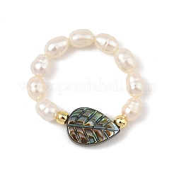 Verstellbare Fingerringe aus natürlicher Abalone-/Paua-Muschel&nbsp;RJEW-JR01085