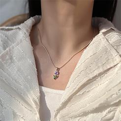 Подвески-кулоны из сплава с эмалью в виде тюльпанов&nbsp;FS-WGE671B-01