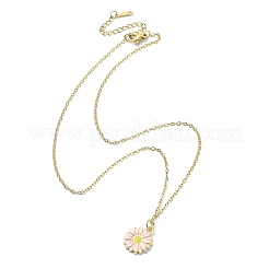 Ожерелье с подвеской в виде подсолнуха из эмалевого сплава с цепочками из нержавеющей стали 304&nbsp;NJEW-JN04412-01