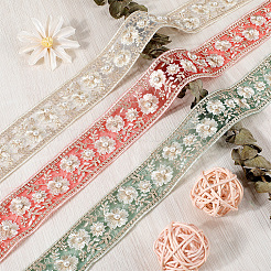 5 ярд полиэстеровой кружевной ленты с вышивкой в виде цветка и имитацией жемчуга&nbsp;OCOR-CY0001-16D