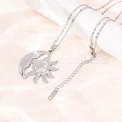 Colliers à pendentif soleil et lune en acier inoxydable 304&nbsp;NJEW-K308-04D-P