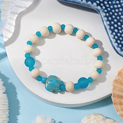 Braccialetti elastici in turchese sintetico&nbsp;BJEW-JB11125-01