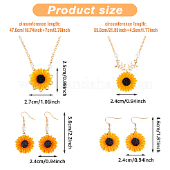Set di gioielli a forma di girasole con perline di perle finte&nbsp;SJEW-FI0001-30