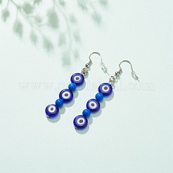 Malocchio di lampwork e orecchini pendenti con perline acriliche&nbsp;EJEW-JE04972-01
