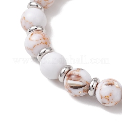 Braccialetti elastici con perline assemblate in turchese sintetico e conchiglia per uomo e donna&nbsp;BJEW-JB12125-02