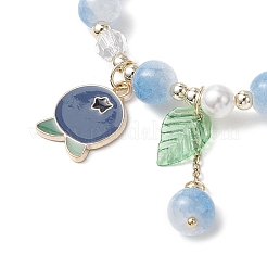Braccialetti elastici con perline rotonde in pietra di luna sintetica e vetro&nbsp;BJEW-JB11858-02
