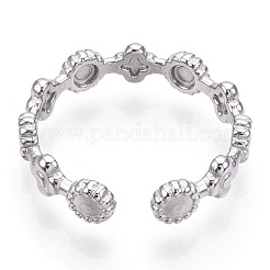 Кольцо-манжета с цветком и плоским круглым покрытием из нержавеющей стали 304&nbsp;RJEW-T023-75P