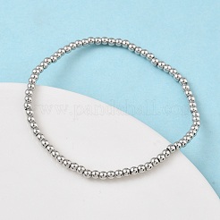 Stretch-Armbänder aus Messing mit runden Perlen für Männer und Frauen&nbsp;BJEW-B148-05A-P