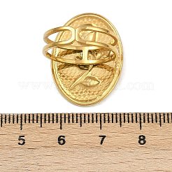 Anelli ovali in acciaio inossidabile 304 con motivo a rosa per donna&nbsp;RJEW-G355-10G