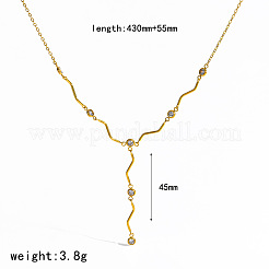 Collane con nappe in acciaio inossidabile 304 con pavé di zirconi cubici trasparenti&nbsp;WG6A8F3-04