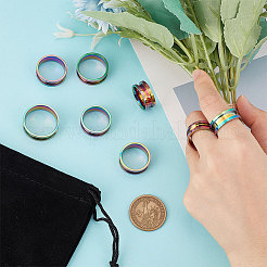 14 шт. набор из 7 колец из нержавеющей стали с канавками&nbsp;RJEW-UN0002-71MC