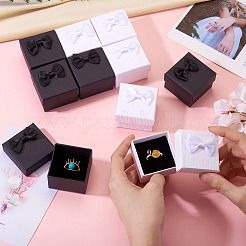 12 шт. 2-цветные квадратные подарочные коробки для хранения бумажных колец из картона&nbsp;CON-TA0001-23