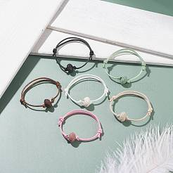 Bracciale in cordoncino con perline di roccia lavica naturale&nbsp;BJEW-JB07681