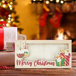 Держатель для денег в виде прямоугольника из дерева на рождественскую тематику&nbsp;AJEW-WH20006-282C