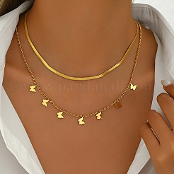 Женские модные ожерелья с кисточками и двумя слоями из нержавеющей стали 201&nbsp;DJ3409