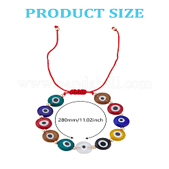 1 шт 10 мм цветные стеклянные регулируемые плетеные браслеты из бусин от сглаза для женщин и мужчин&nbsp;BJEW-LP0004-14