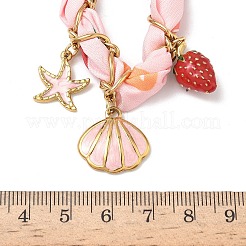 Ожерелья с подвесками в форме ракушки из морской звезды и клубники из нержавеющей стали 304&nbsp;LS-NJEW-D344-02G