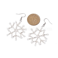 Pendientes colgantes de copos de nieve de vidrio&nbsp;EJEW-MZ00253