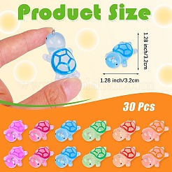 30 pièce 6 styles pendentif en résine transparente tortue pendentif en résine lumineuse bricolage accessoires décoratifs&nbsp;JX868A