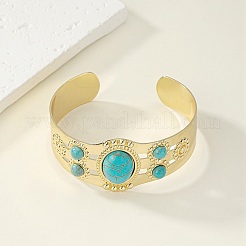 Bracelet manchette ouvert perlé ovale en résine&nbsp;LS-BJEW-F452-01B