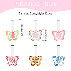 12 шт. 6 стиля подвески для обуви в виде бабочки из акрила&nbsp;HJEW-CA00015