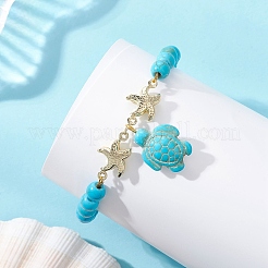 Armbänder mit Anhängern aus Edelstahl 304 und synthetischem Türkis&nbsp;BJEW-JB14065