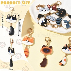 8 pendentif décoratif en alliage émaillé en forme de chat&nbsp;HJEW-YW00547