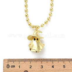 Латунные ожерелья с подвеской в виде привидения на Хэллоуин из черной эмали&nbsp;LS-NJEW-B135-01A-G