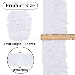 5 ярд 3-слойная плиссированная кружевная отделка из полиэстера и шифона&nbsp;OCOR-WH0082-01A