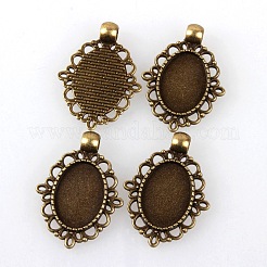 Impostazioni epoca tibetano ciondolo in lega cabochon lunetta&nbsp;TIBEP-M018-38AB-NF